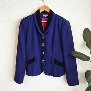 VTG Georgiou Studio Worsted Wool Blazer Womens 10 Preppy Old Money Equestrian